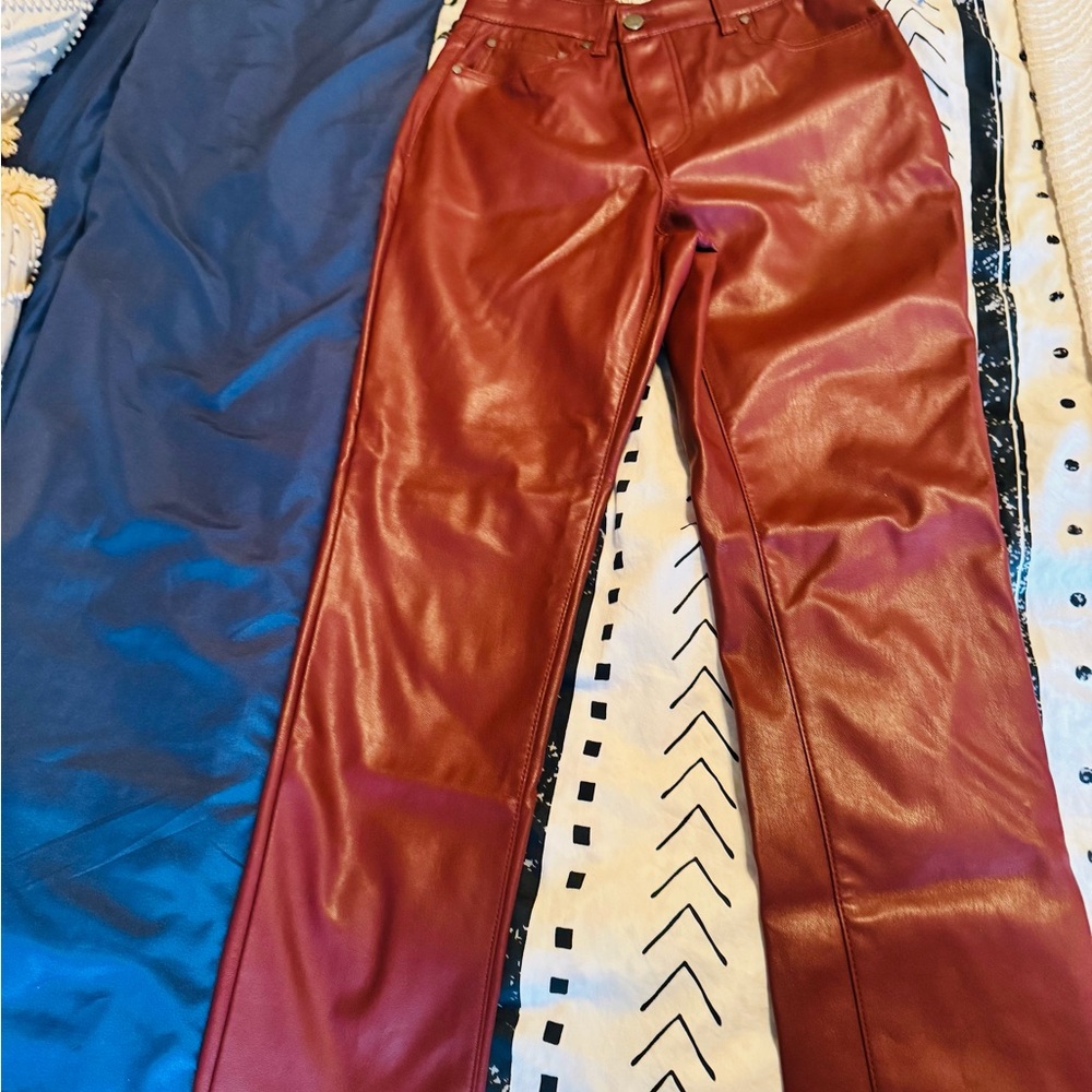 Stylish Burgundy Leather Pants